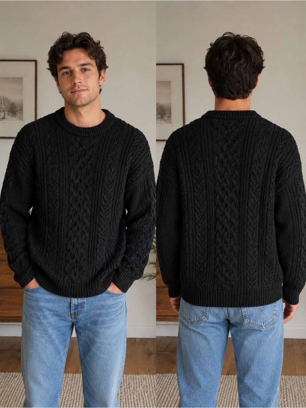 H&M Dark Gray Thick Chunky Knit Men’s Sweater